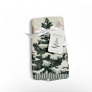 Bianca 2 Pc Fingertip Towels Christmas Tree Holiday Cotton 11x18” Made Portugal